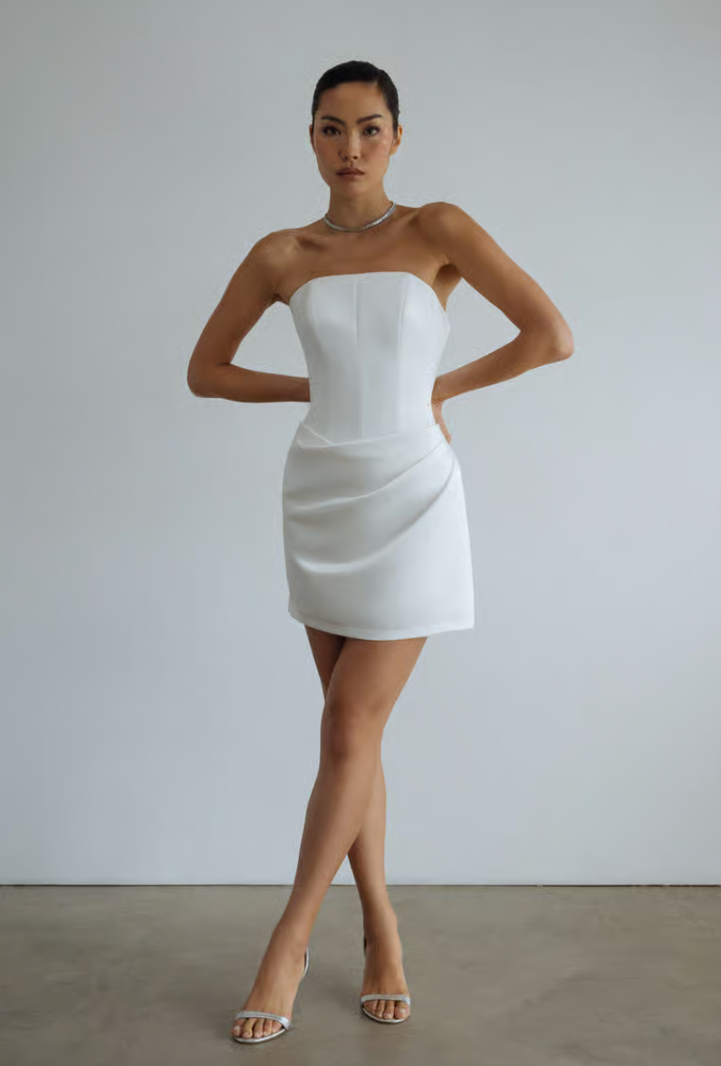 jenny yoo little white dress though mini Holly - Made to Order
