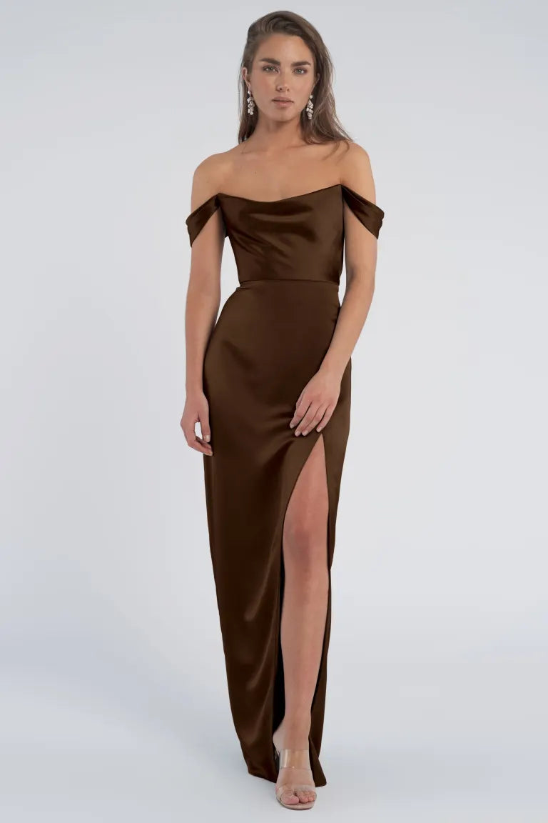 jenny yoo brown dress Bridesmaids PRODUCT:ED7702C-84W level status sensation Mina Midi Dress ~ Length:43