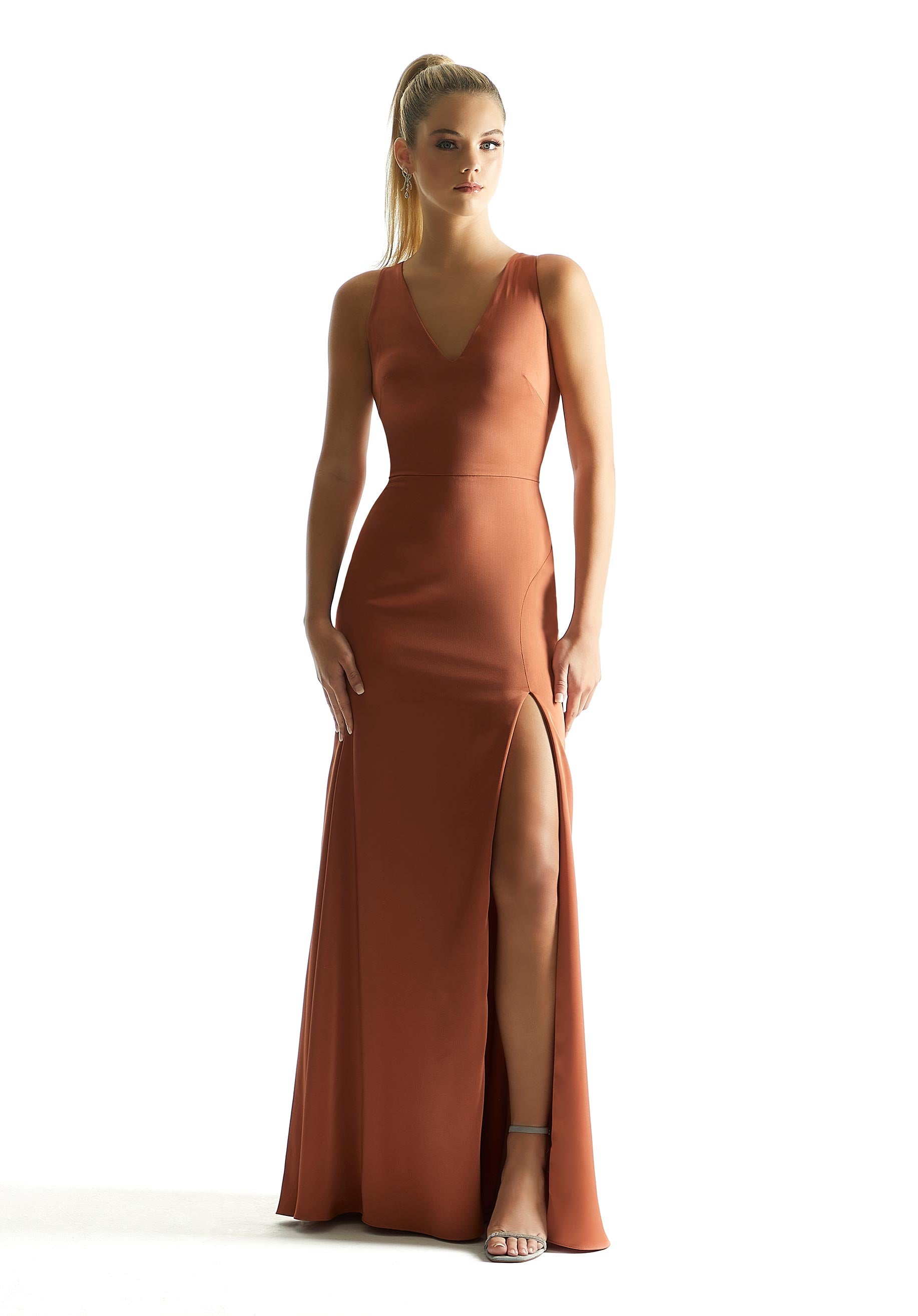 V Back Luxe Satin Bridesmaid Dress